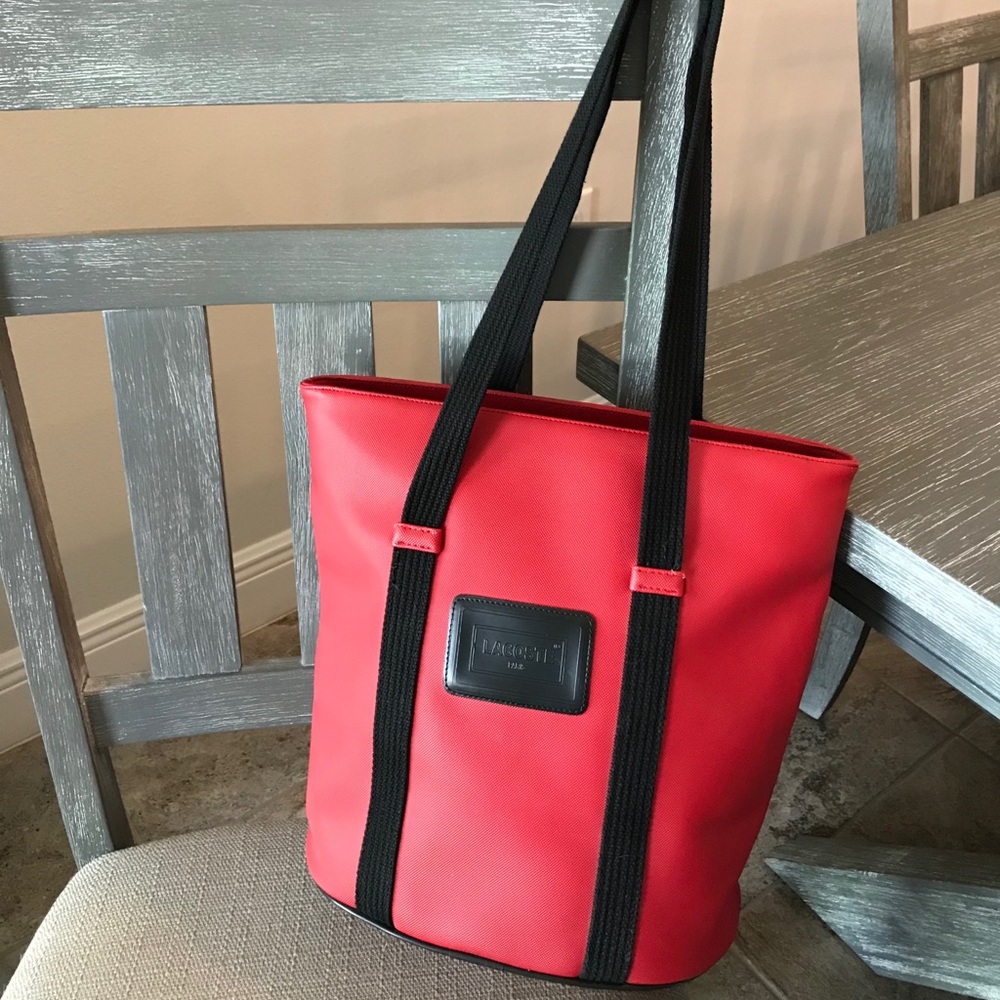 Lacoste Red Bucket Logo Tote